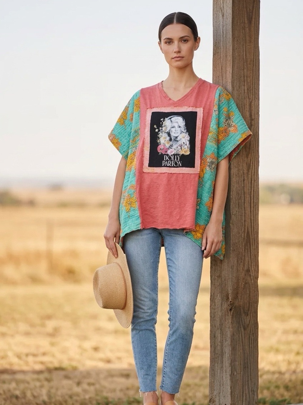 Handcrafted Upcycled Dolly Parton Kantha Tunic NWT One Size